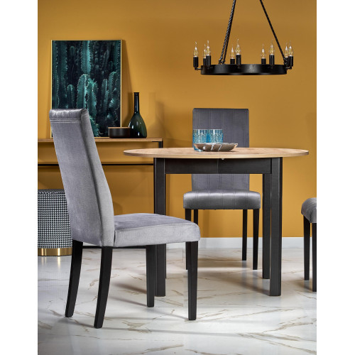 Extendable kitchen table RINGO made of MDF and black metal legs 102x(102-142)x76 DIOMMI V-PL-RINGO-ST-ARTISAN/CZARNY