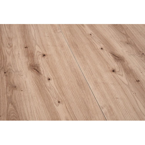 Round extendable table RUBEN with a top made of laminated wooden board and a wooden frame in black color 102x(102-142)x73 DIOMMI V-PL-RUBEN-ST-ARTISAN
