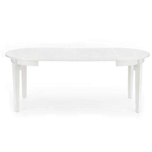 Extending kitchen table SORBUS made of MDF and solid wood in white color 100x(100-200)x77 DIOMMI V-PL-SORBUS-ST-BIAŁY