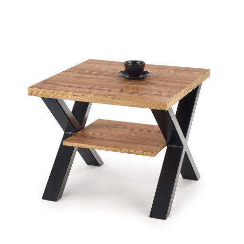 Coffee side table wooden votan oak/black 65X65X55 VENOM KW DIOMMI 60-22734