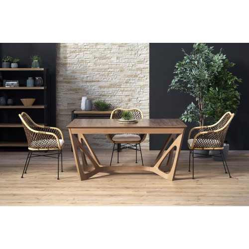Extendable dining table WENANTY made of MDF and solid wood in American walnut color 100x(160-240)x77 DIOMMI V-PL-WENANTY-ST-ORZECHOWY