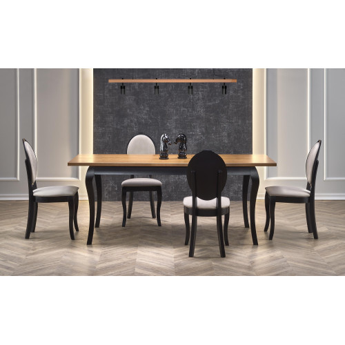 WINDSOR extension table, color: dark oak/black DIOMMI V-PL-WINDSOR-ST-C.DĄB/CZARNY