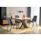 Extendable dining table XARELTO made of laminated chipboard in black and oak color 85x(130-175)x76 DIOMMI V-PL-XARELTO-ST-WOTAN/CZARNY