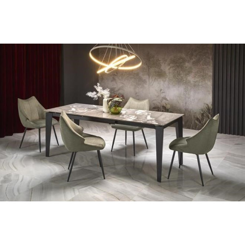 FELIX extension table, grey marble / black