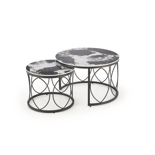 ALEXANDRA   set of two coffee tables, black marble / black