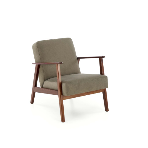 MILANO 1S, leisure chair, olive CASTEL#39 / dark walnut