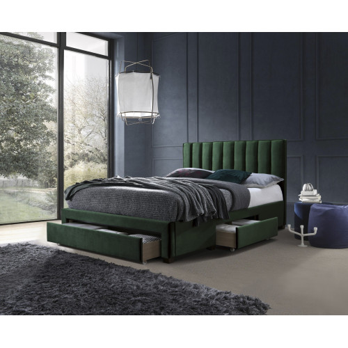 GRACE bed with drawers, color: dark green