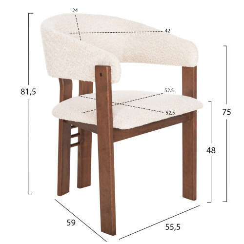 Chair Eliza 55,5x59x81,5 boucle cream