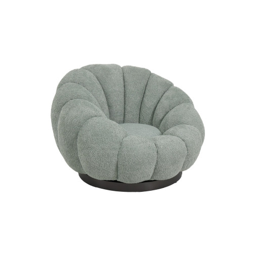 Armchair Nester swivel boucle fabric in light green color 98x97x69cm DIOMMI 110-000085