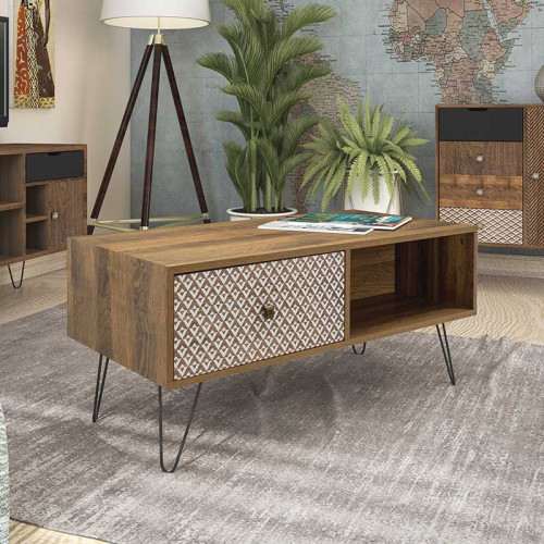 Coffee table dresser Boho DIOMMI in walnut color 100x50x46cm