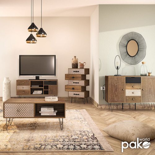 Coffee table dresser Boho DIOMMI in walnut color 100x50x46cm