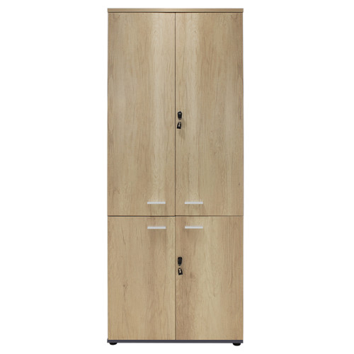 Bookcase with four wooden doors Lotus DIOMMI in oak - dark grey color 80x40,5x200cm
