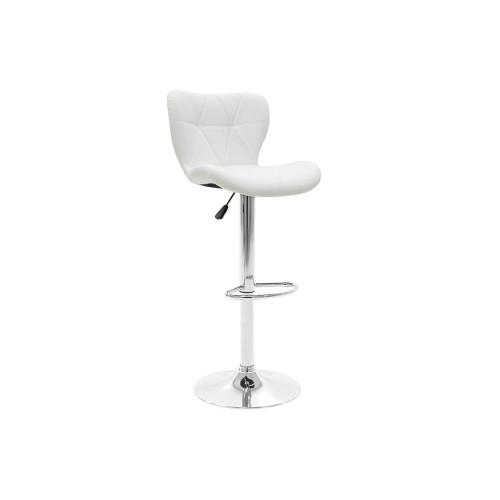 Bar stool Cozi DIOMMI adjustable height chrome metal with PVC in white