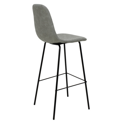 Bar Stool Bella metal black legs - pu antique grey color