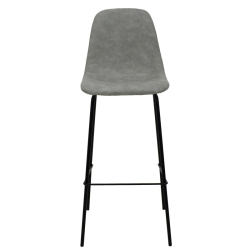 Bar Stool Bella metal black legs - pu antique grey color