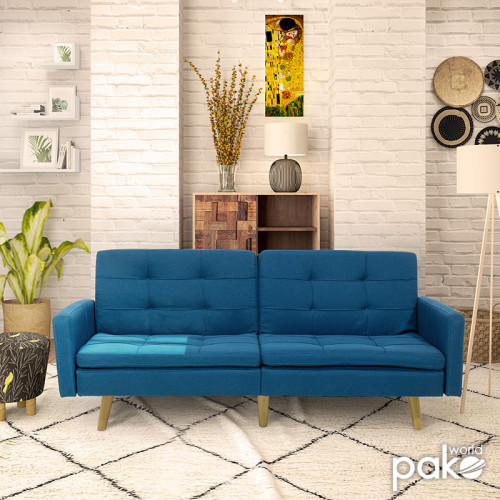 3 seated sofa-bed Flexible DIOMMI fabric blue 198x87x76cm