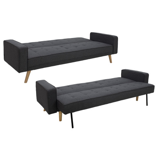 3 seater sofa-Bed Latina DIOMMI with fabric in dark grey color 217x75x84cm