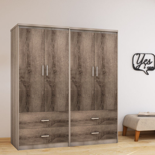 Wardrobes Olympus DIOMMI with 4 doors and 4 drawers in castillo-toro color 162x57x183cm