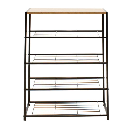 Shoe rack Ramon DIOMMI 12 pairs modern oak color with black metal frame 83x30x43cm