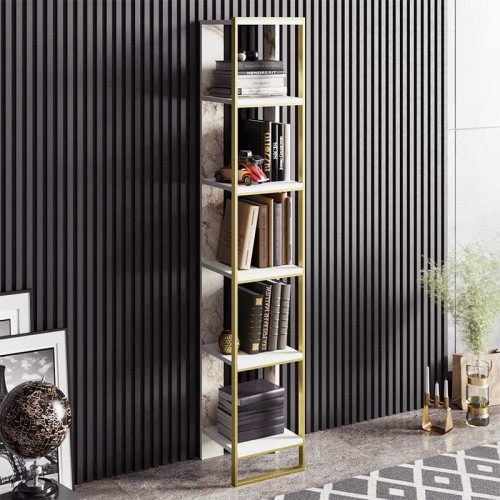 Bookcase Marble 32x31,5x178,5 white marble/gold DIOMMI 071-000857