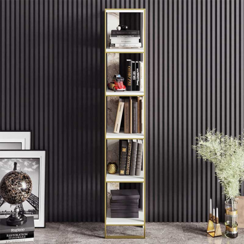 Bookcase Marble 32x31,5x178,5 white marble/gold DIOMMI 071-000857