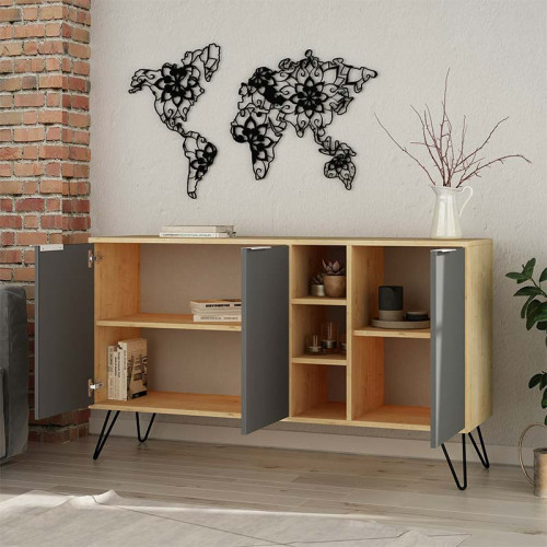 Buffet Clara 142x35,5x83 oak/coal DIOMMI 119-001063