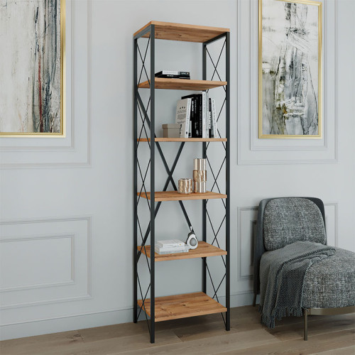 Bookcase PWF-0321 50x30,5x180 pine/black DIOMMI 071-000898