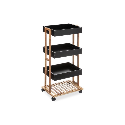 Movable shelf on wheels Irene 41x30x88 natural-black DIOMMI 199-000012