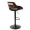 Bar stool Fern adjustable height PU black walnut-metal black