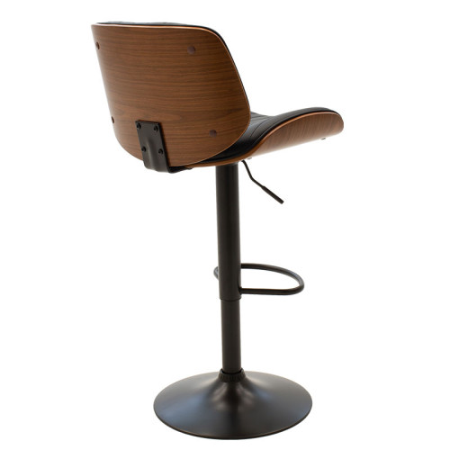 Bar stool Fern adjustable height PU black wenge metal black