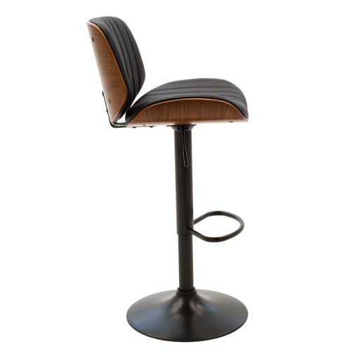 Bar stool Fern adjustable height PU black wenge metal black