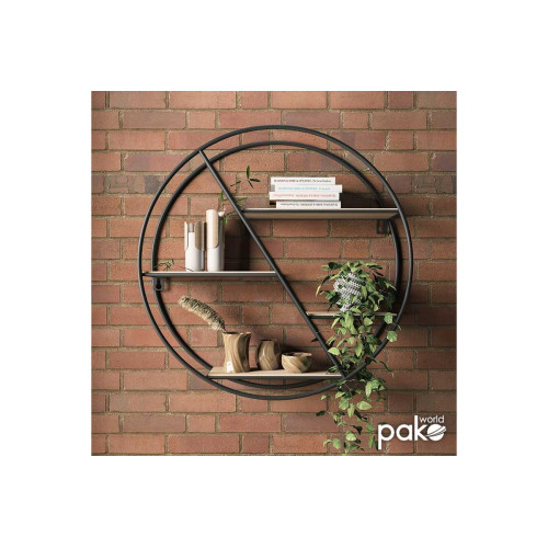 Wall shelf Azira 60x13x60 black/natural DIOMMI 104-000004