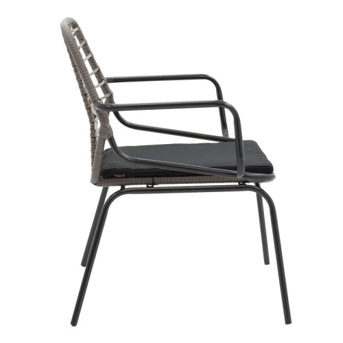 Chair Naoki 63x60x82 black metal/gray rattan DIOMMI 140-000012