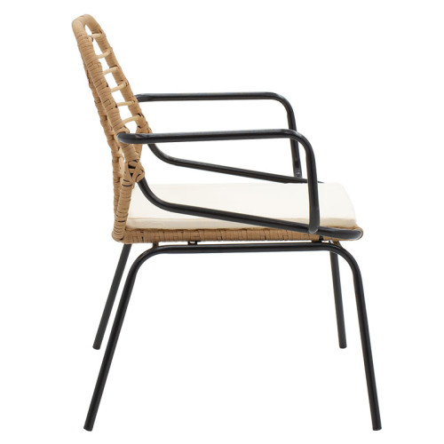 Chair Naoki 63x60x82 black metal/gray rattan DIOMMI 140-000011