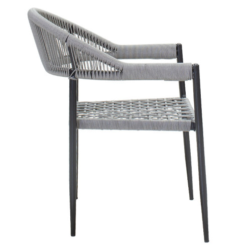 Chair Tiana 56x56x74 black metal/gray rattan DIOMMI 140-000023