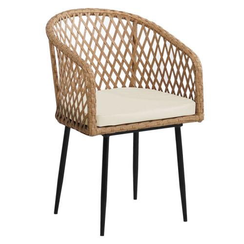 Set of table and chairs Naoki 50x50x60 58x61x83 black metal/natural DIOMMI 140-000021