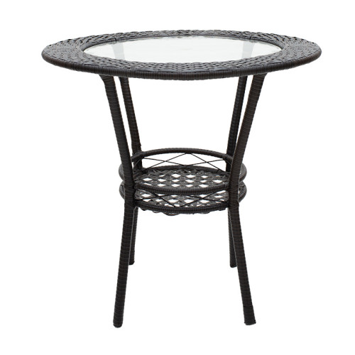 Set of table and chairs Saylor 60x57 65x62x75 brown metal/rattan DIOMMI 140-000028