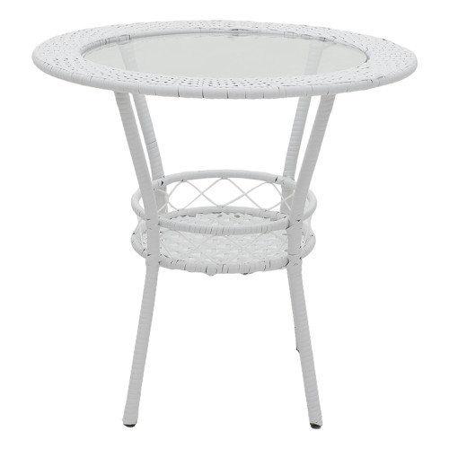 Set of table and chairs Saylor 60x57 65x62x75 white metal/rattan DIOMMI 140-000027