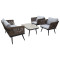 Set of table and chairs Ciel 110x60x41 73.5x71x73 138x71x73 black metal/brown rattan DIOMMI 151-000002