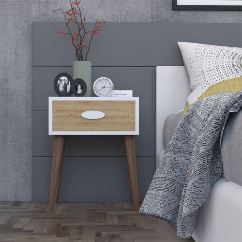 Bedside table Laber 45x30x57.5 white/sonoma/walnut DIOMMI 120-000131