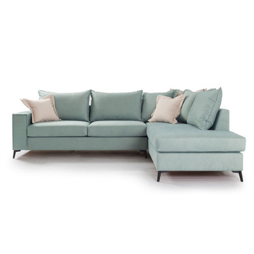 Corner sofa Romantic 290x235x97 light green damask/cream DIOMMI 168-000005