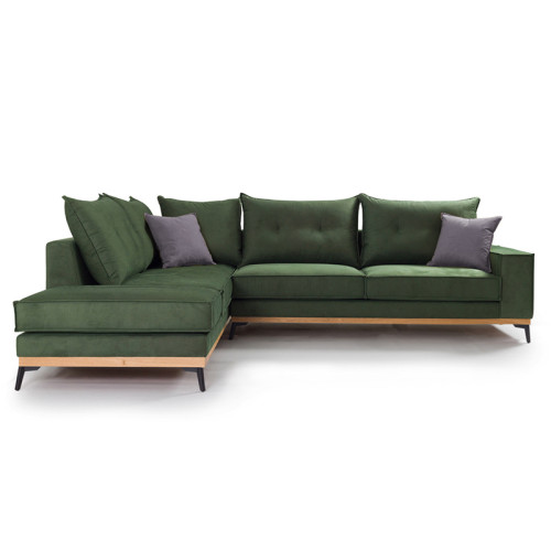 Corner sofa 290x235x95 Luxury II damask cypress/charcoal DIOMMI 168-000002