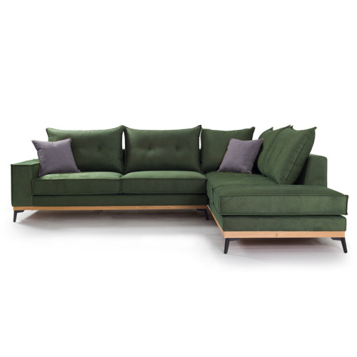 Corner sofa Luxury II 290x235x95 damask cypress/charcoal DIOMMI 168-000001