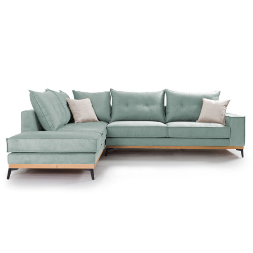 Corner sofa 290x235x95 Luxury II light green damask/cream DIOMMI 168-000008