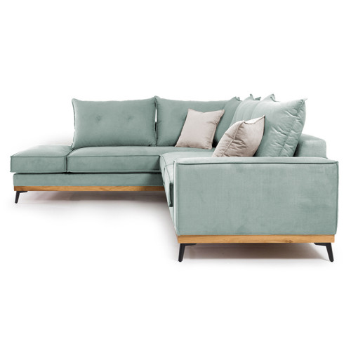 Corner sofa 290x235x95 Luxury II light green damask/cream DIOMMI 168-000008