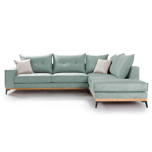 Corner sofa Luxury II 290x235x95 light green damask/cream DIOMMI 168-000007