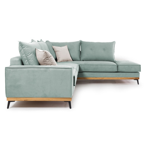 Corner sofa Luxury II 290x235x95 light green damask/cream DIOMMI 168-000007