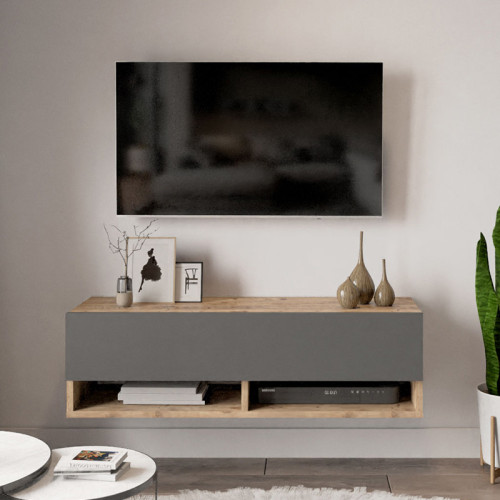 TV shelf Handra 100x31,5x29 anthracite/oak DIOMMI 176-000022