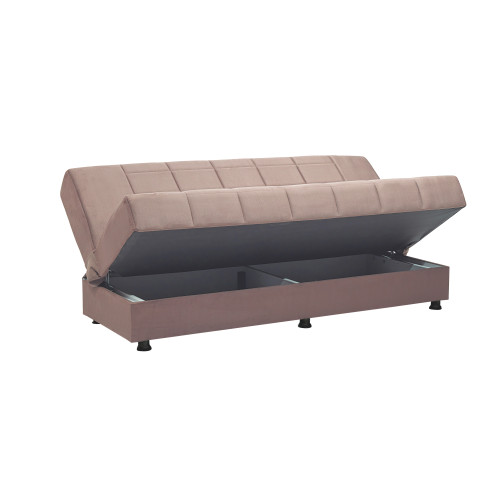 3 seater sofa-bed Meliora DIOMMI velvet fabric beige 190x83x85cm