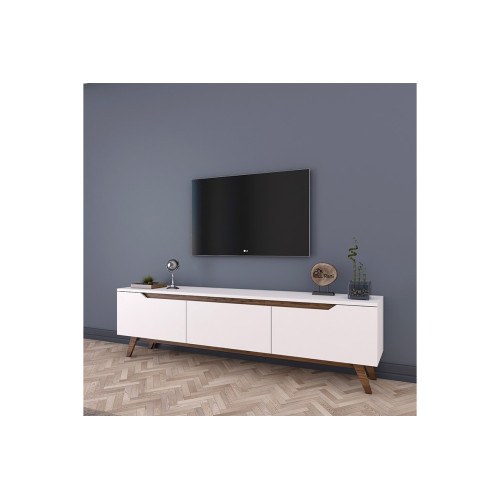 TV cabinet Kasandra 180x35x48,5 white/walnut DIOMMI 182-000008